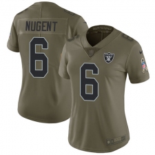 Women Nike Oakland Raiders #6 Mike Nugent Limited Olive 2017 Salute to Service NFL Jersey