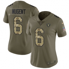 Women Nike Oakland Raiders #6 Mike Nugent Limited Olive Camo 2017 Salute to Service NFL Jersey