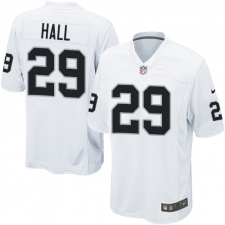 Men's Nike Oakland Raiders #29 Leon Hall Game White NFL Jersey