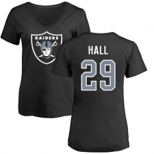 NFL Women's Nike Oakland Raiders #29 Leon Hall Black Name & Number Logo T-Shirt