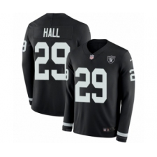 Youth Nike Oakland Raiders #29 Leon Hall Limited Black Therma Long Sleeve NFL Jersey
