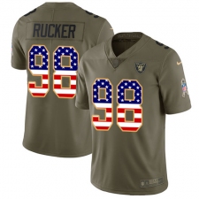 Men's Nike Oakland Raiders #98 Frostee Rucker Limited Olive USA Flag 2017 Salute to Service NFL Jersey
