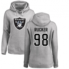 NFL Women's Nike Oakland Raiders #98 Frostee Rucker Ash Name & Number Logo Pullover Hoodie