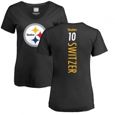 Women's Nike Pittsburgh Steelers #10 Ryan Switzer Black Backer Slim Fit T-Shirt