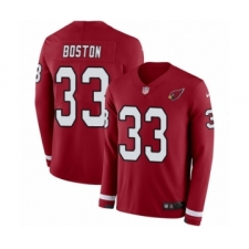 Men's Nike Arizona Cardinals #33 Tre Boston Limited Red Therma Long Sleeve NFL Jersey