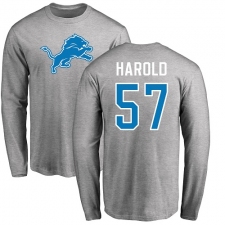 NFL Nike Detroit Lions #57 Eli Harold Ash Name & Number Logo Long Sleeve T-Shirt