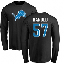 NFL Nike Detroit Lions #57 Eli Harold Black Name & Number Logo Long Sleeve T-Shirt