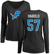 NFL Women's Nike Detroit Lions #57 Eli Harold Black Name & Number Logo Long Sleeve T-Shirt