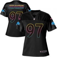 Women's Nike Detroit Lions #97 Ricky Jean Francois Game Black Fashion NFL Jersey
