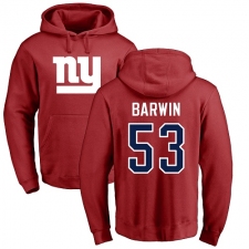 NFL Nike New York Giants #53 Connor Barwin Red Name & Number Logo Pullover Hoodie