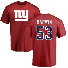 NFL Nike New York Giants #53 Connor Barwin Red Name & Number Logo T-Shirt