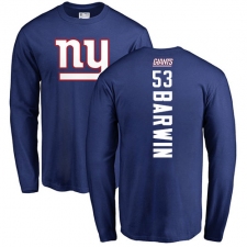 NFL Nike New York Giants #53 Connor Barwin Royal Blue Backer Long Sleeve T-Shirt