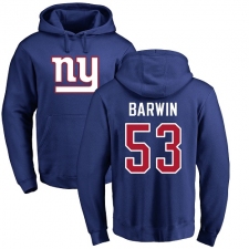 NFL Nike New York Giants #53 Connor Barwin Royal Blue Name & Number Logo Pullover Hoodie