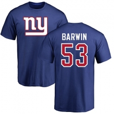 NFL Nike New York Giants #53 Connor Barwin Royal Blue Name & Number Logo T-Shirt