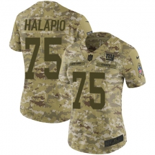 Women's Nike New York Giants #75 Jon Halapio Limited Camo 2018 Salute to Service NFL Jersey