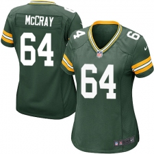 Women's Nike Green Bay Packers #64 Justin McCray Game Green Team Color NFL Jersey