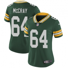Women's Nike Green Bay Packers #64 Justin McCray Green Team Color Vapor Untouchable Limited Player NFL Jersey