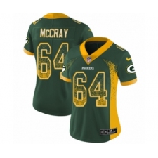 Women's Nike Green Bay Packers #64 Justin McCray Limited Green Rush Drift Fashion NFL Jersey