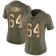 Women's Nike Green Bay Packers #64 Justin McCray Limited Olive Gold 2017 Salute to Service NFL Jersey