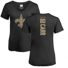 NFL Women's Nike New Orleans Saints #80 Austin Carr Black Backer Slim Fit T-Shirt