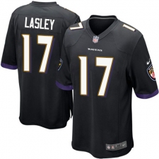 Men's Nike Baltimore Ravens #17 Jordan Lasley Game Black Alternate NFL Jersey