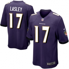 Men's Nike Baltimore Ravens #17 Jordan Lasley Game Purple Team Color NFL Jersey
