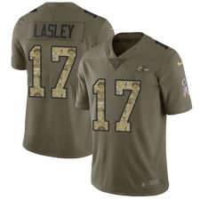 Men's Nike Baltimore Ravens #17 Jordan Lasley Limited Olive Camo Salute to Service NFL Jersey