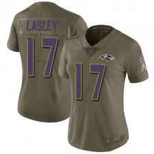 Women's Nike Baltimore Ravens #17 Jordan Lasley Limited Olive 2017 Salute to Service NFL Jersey