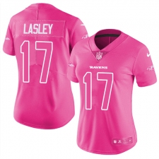 Women's Nike Baltimore Ravens #17 Jordan Lasley Limited Pink Rush Fashion NFL Jersey