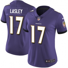 Women's Nike Baltimore Ravens #17 Jordan Lasley Purple Team Color Vapor Untouchable Limited Player NFL Jersey
