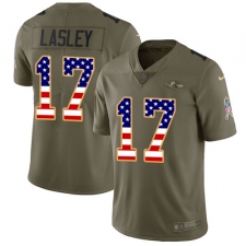 Youth Nike Baltimore Ravens #17 Jordan Lasley Limited Olive USA Flag Salute to Service NFL Jersey