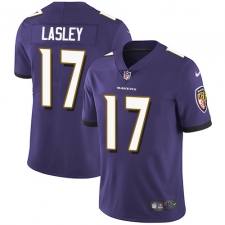 Youth Nike Baltimore Ravens #17 Jordan Lasley Purple Team Color Vapor Untouchable Limited Player NFL Jersey