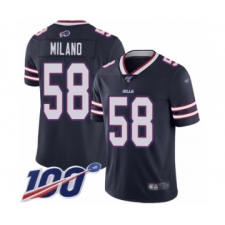 Men's Buffalo Bills #58 Matt Milano Limited Navy Blue Inverted Legend 100th Season Football Jersey