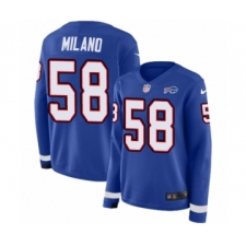 Women's Nike Buffalo Bills #58 Matt Milano Limited Royal Blue Therma Long Sleeve NFL Jersey