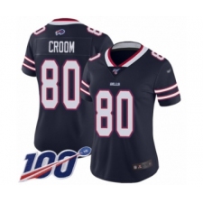 Women's Buffalo Bills #80 Jason Croom Limited Navy Blue Inverted Legend 100th Season Football Jersey