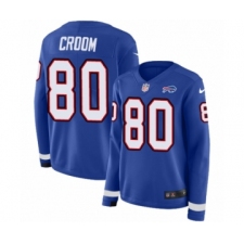 Women's Nike Buffalo Bills #80 Jason Croom Limited Royal Blue Therma Long Sleeve NFL Jersey