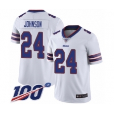 Men's Buffalo Bills #24 Taron Johnson White Vapor Untouchable Limited Player 100th Season Football Jersey