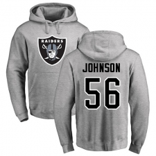 NFL Nike Oakland Raiders #56 Derrick Johnson Ash Name & Number Logo Pullover Hoodie