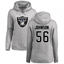 NFL Women's Nike Oakland Raiders #56 Derrick Johnson Ash Name & Number Logo Pullover Hoodie
