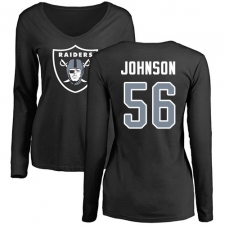 NFL Women's Nike Oakland Raiders #56 Derrick Johnson Black Name & Number Logo Long Sleeve T-Shirt