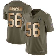 Youth Nike Oakland Raiders #56 Derrick Johnson Limited Olive Gold 2017 Salute to Service NFL Jersey