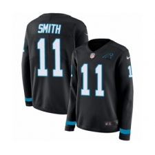Women's Nike Carolina Panthers #11 Torrey Smith Limited Black Therma Long Sleeve NFL Jersey