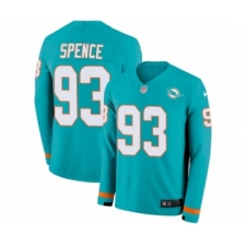 Men's Nike Miami Dolphins #93 Akeem Spence Limited Aqua Therma Long Sleeve NFL Jersey