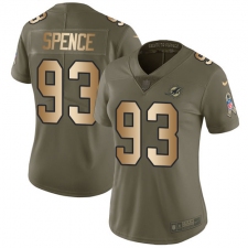 Women's Nike Miami Dolphins #93 Akeem Spence Limited Olive Gold 2017 Salute to Service NFL Jersey
