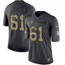 Men's Nike Minnesota Vikings #61 Brett Jones Limited Black 2016 Salute to Service NFL Jersey