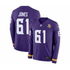 Men's Nike Minnesota Vikings #61 Brett Jones Limited Purple Therma Long Sleeve NFL Jersey
