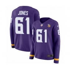 Women's Nike Minnesota Vikings #61 Brett Jones Limited Purple Therma Long Sleeve NFL Jersey