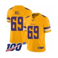 Men's Minnesota Vikings #69 Rashod Hill Limited Gold Inverted Legend 100th Season Football Jersey