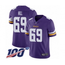 Men's Minnesota Vikings #69 Rashod Hill Purple Team Color Vapor Untouchable Limited Player 100th Season Football Jersey