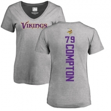 NFL Women's Nike Minnesota Vikings #79 Tom Compton Ash Backer V-Neck T-Shirt